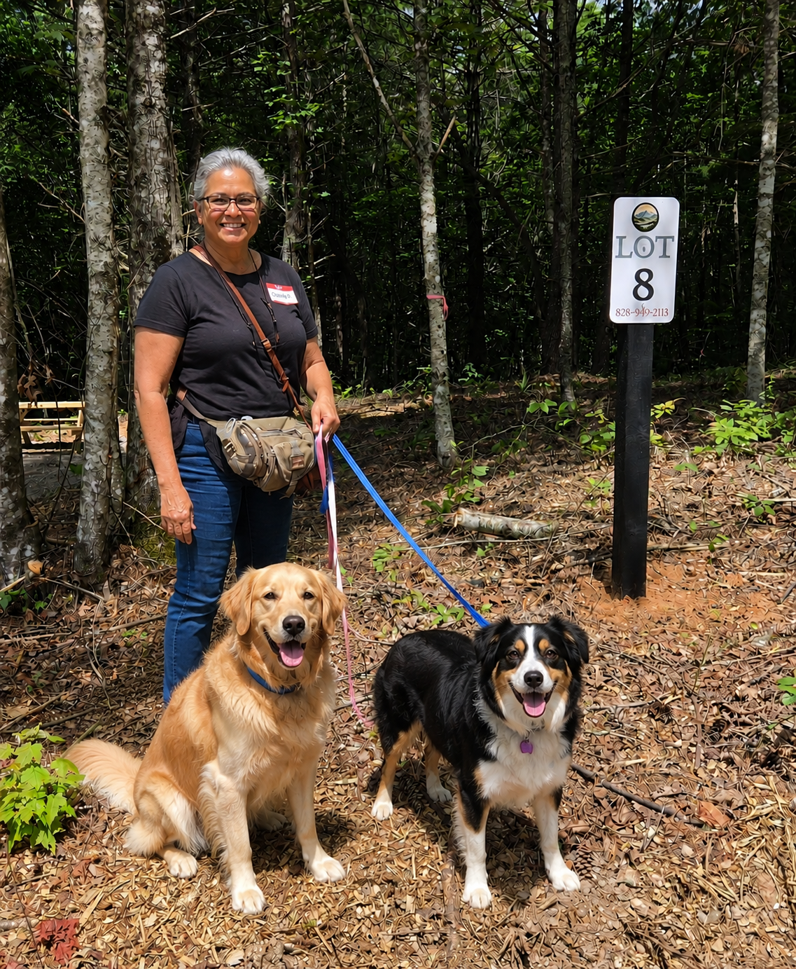 Gloria D. at Lot 8 with her dogs